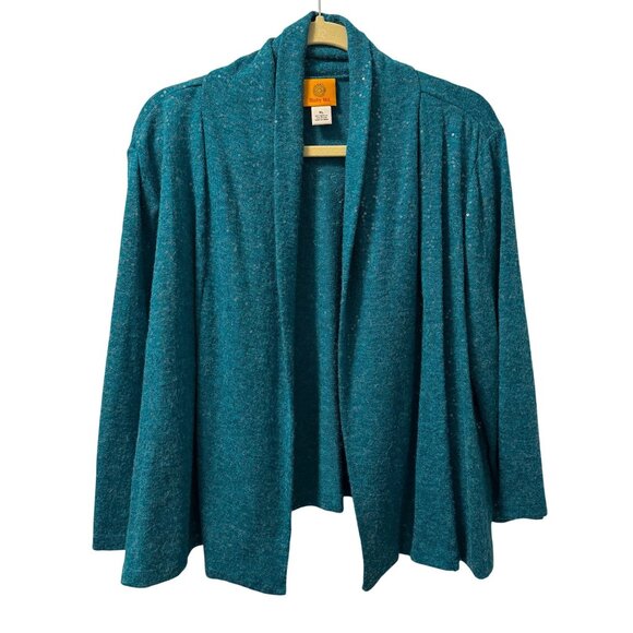 Ruby Rd. Womens Teal Open Front Cardigan Sz XL Acrylic/Nylon Blend - Picture 1 of 12